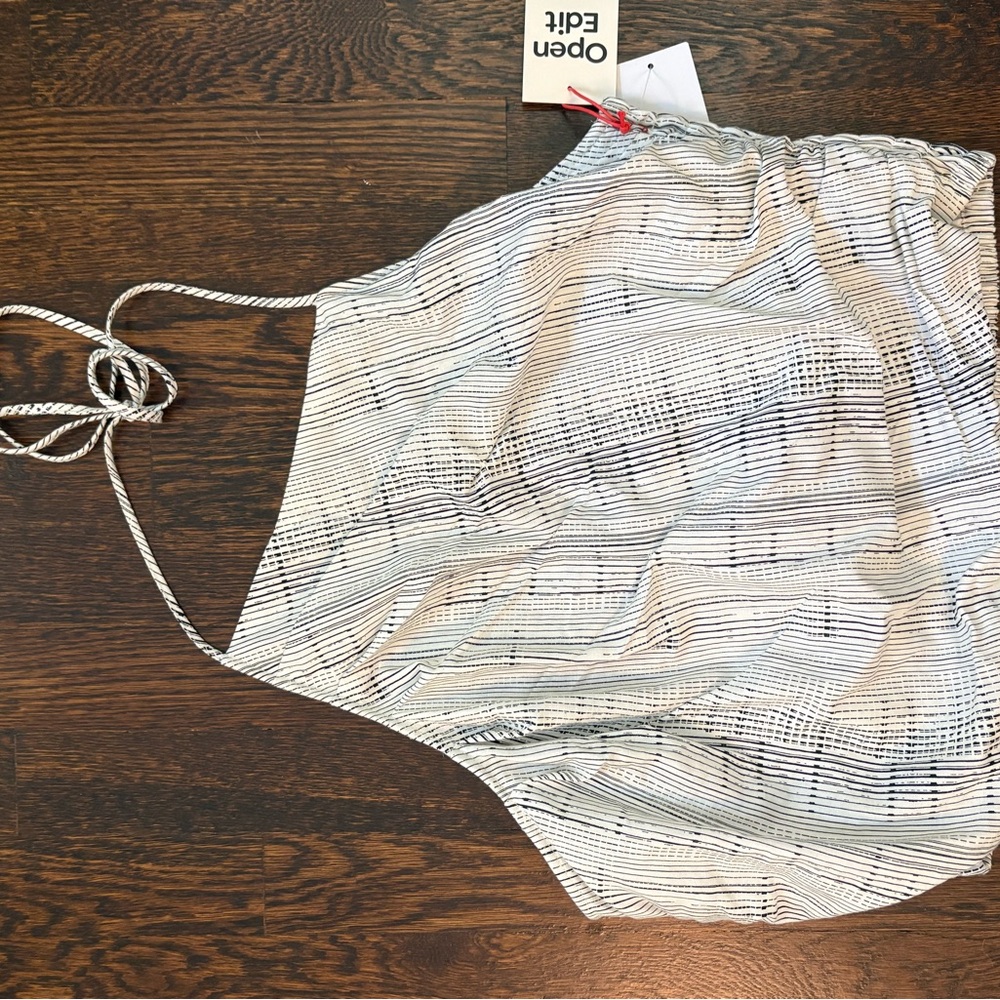 Nordstrom Black and White Striped cropped halter Tank Top